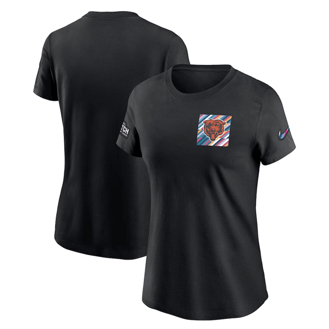 Women's Chicago Bears Black 2023 Crucial Catch Sideline Tri-Blend T-Shirt(Run Small)